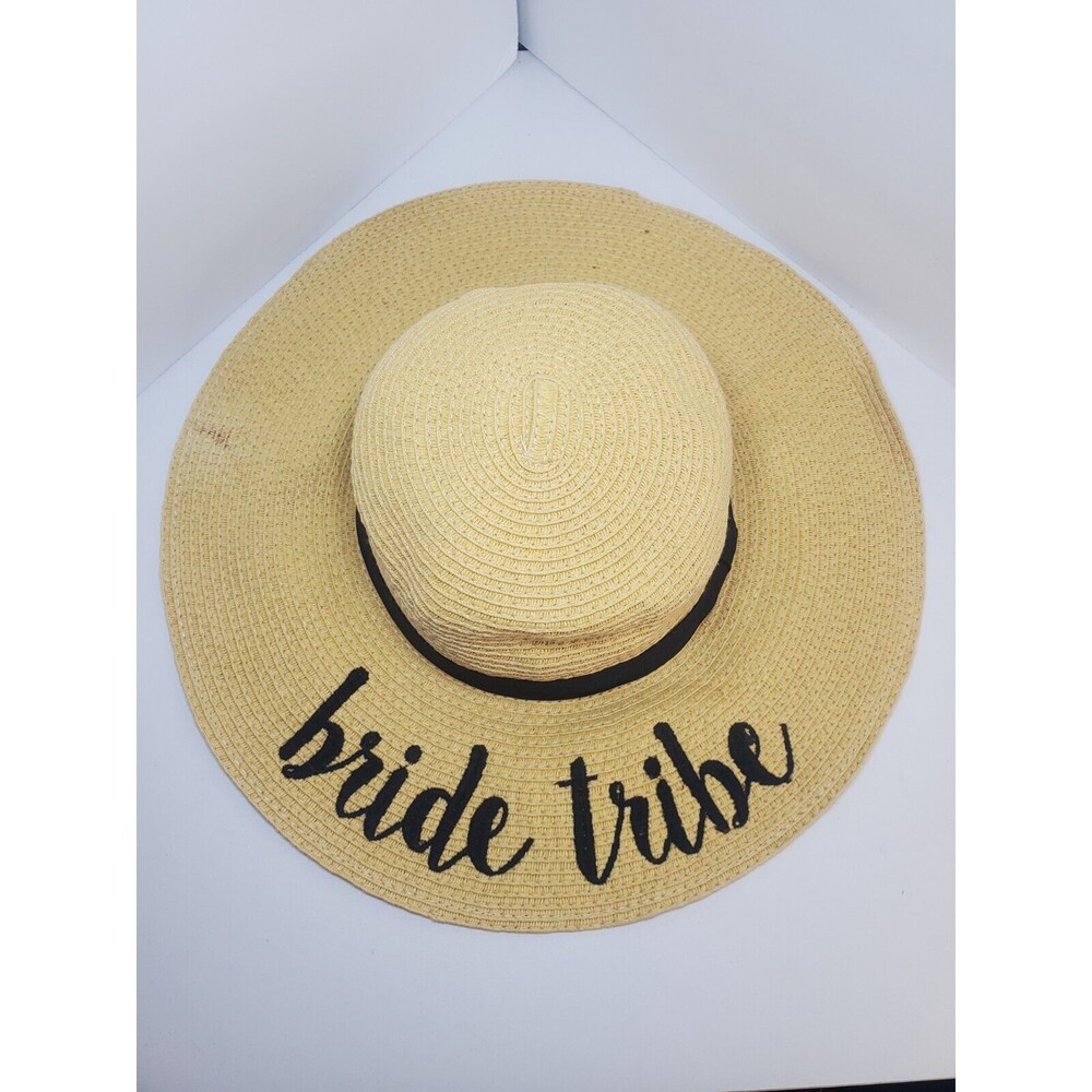 CC Women's Paper Weaved Beach Time Embroidered Quote Floppy Brim Sun Hat Bride